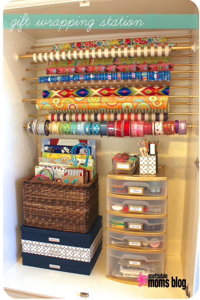 gift wrapping organization armoire