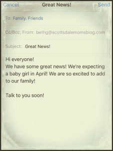 Old school email pregnancy announcement.