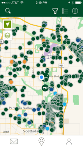 Just a few of the geocache sites in Scottsdale.
